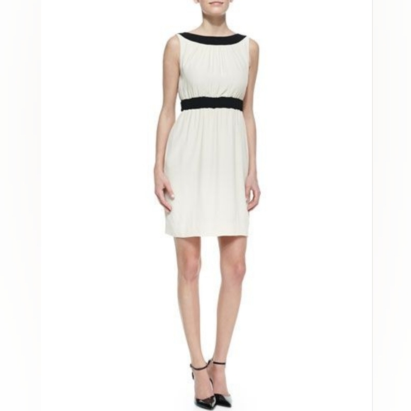 🌞Kate Spade New York Fluid Crepe Low Back Sheath Dress Blacl Cream Size 0 - Picture 10 of 15